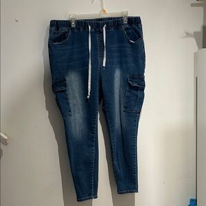 Blue Jeans with Drawstring/Strechy Waist